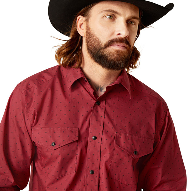Ariat Men's Clothing Norwin Print Red Shirt