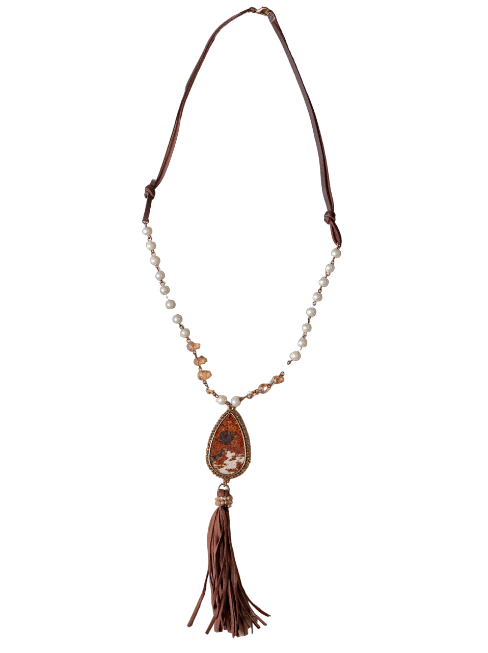 Southern Grace Women's Call Me Crazy Brown Leather With Pearl Necklace