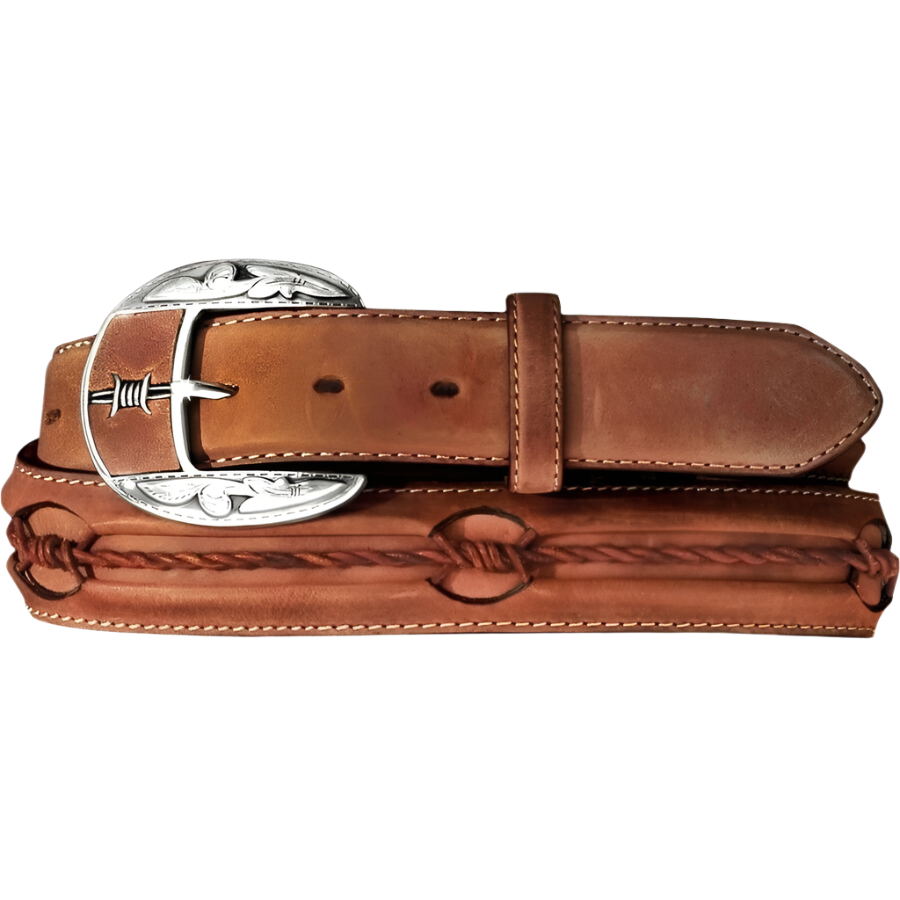 Justin Men's Fenced In Leather Brown Belt