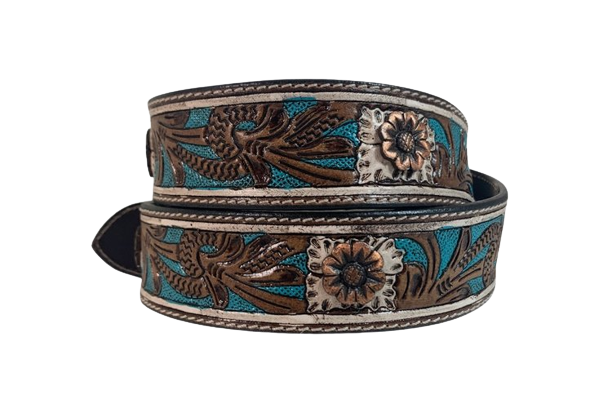 Gem Dandy Women's Turquoise Floral Belt