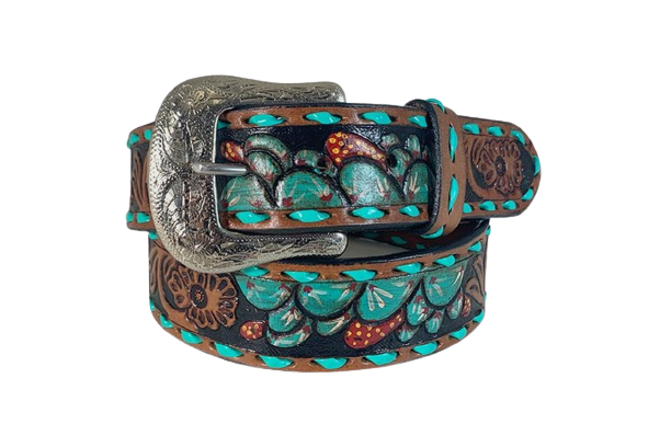 Gem Dandy Women's Turquoise Tooled Belt