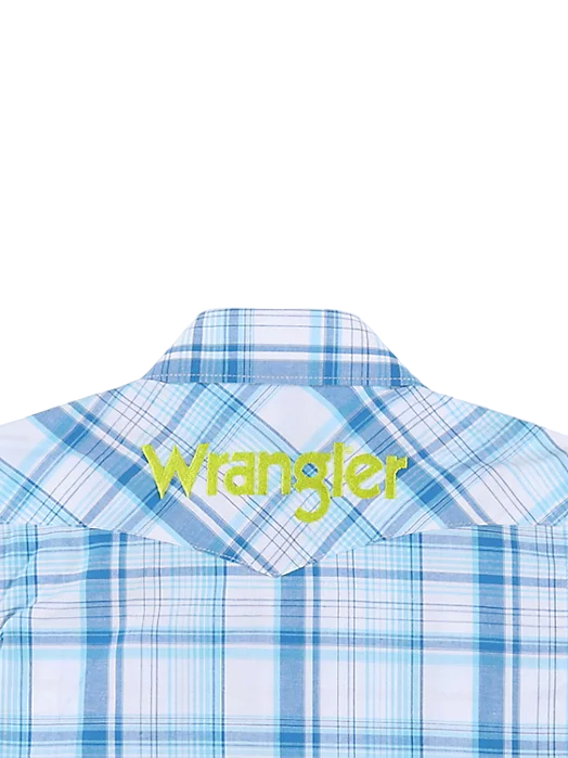 Wrangler Boys Logo Long Sleeve Western Blue Shirt