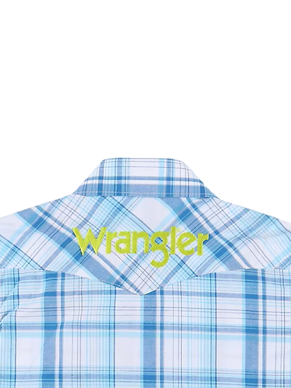 Wrangler Boys Logo Long Sleeve Western Blue Shirt