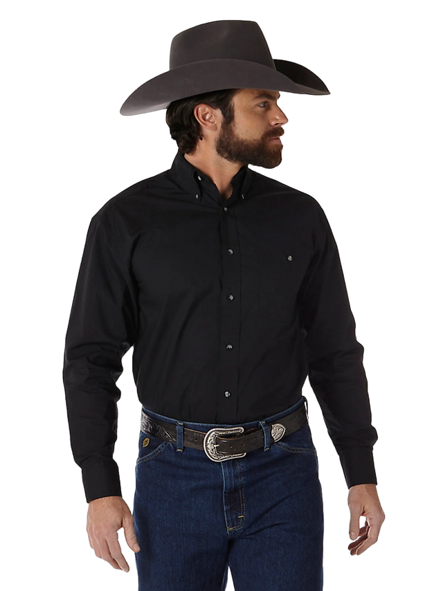 Wrangler Men's George Strait Solid Black Shirt