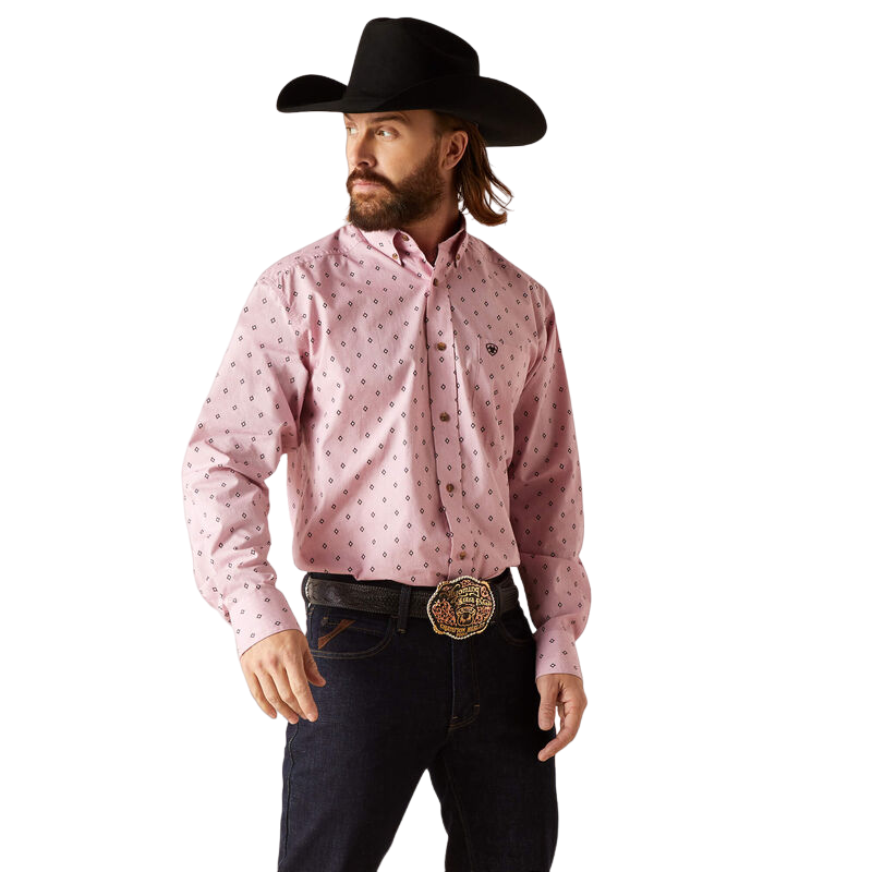 Ariat Men's Ezekiel Classic Fit Pink Shirt