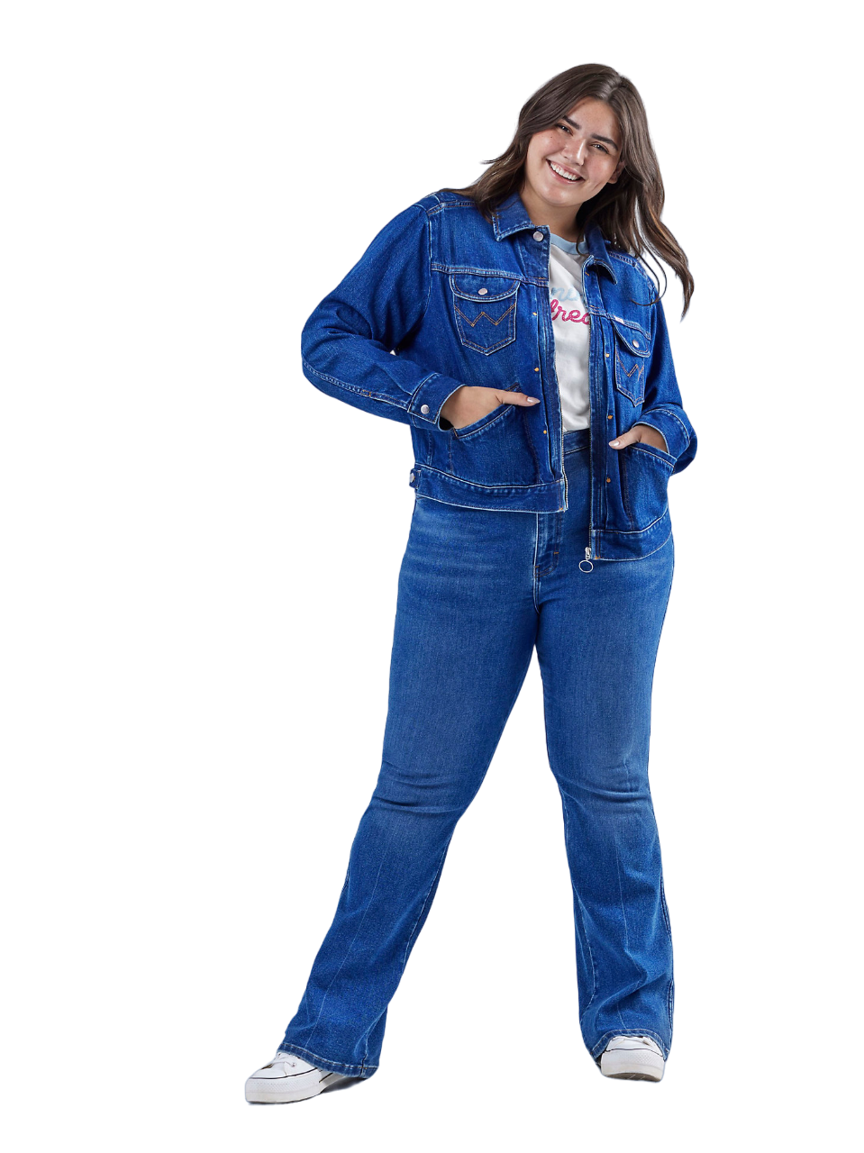 Wrangler Women's Barbie Zip Front Denim Blue Jacket