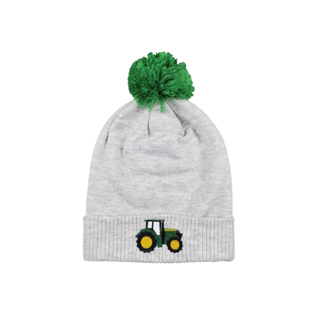 John Deere Toddler Boy's Tractor Pom Cuff Grey Hat