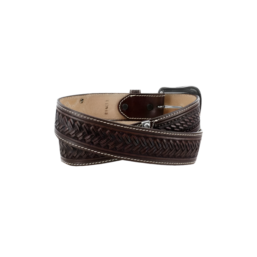 Justin Brand Men's Western Leather Silver Brown Belt