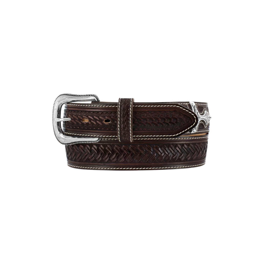 Justin Brand Men's Western Leather Silver Brown Belt