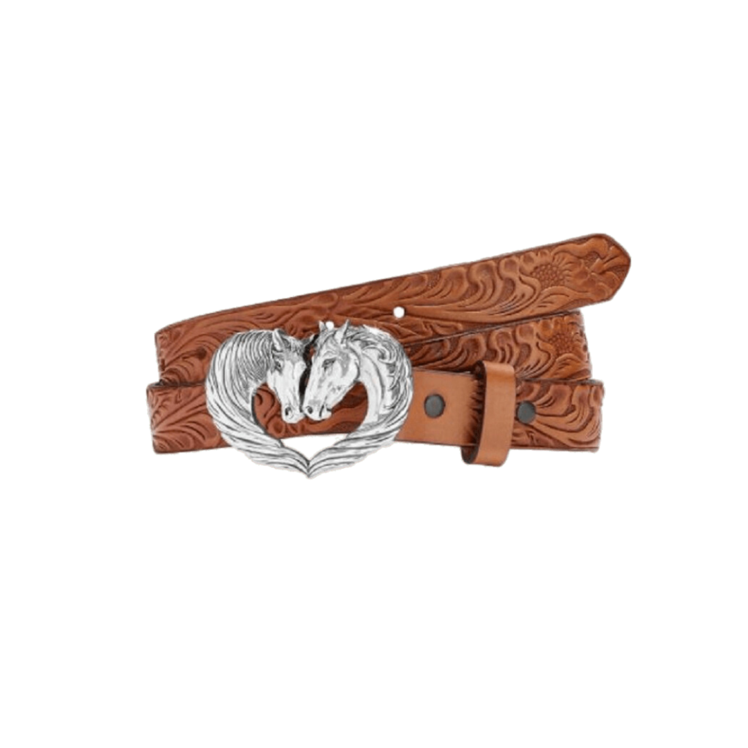 Justin Brand Youth Girl's Spirit Heart Brown Belt