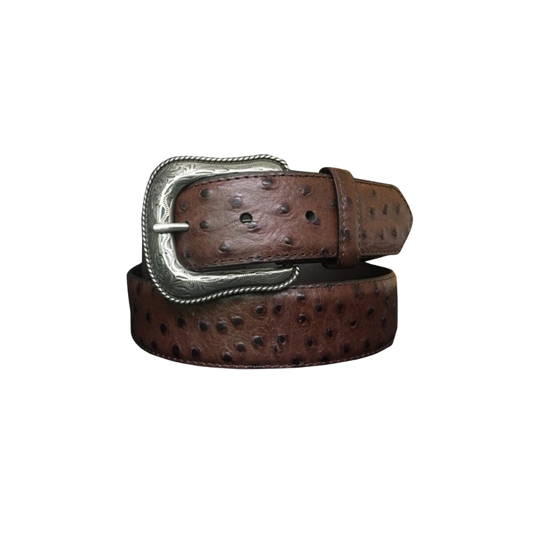 Gem Dandy Men's Ostrich Western Brown Belt