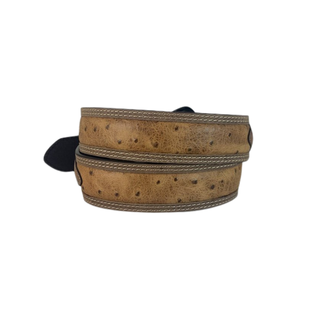 Gem Dandy Men's Rustic Ostrich Brown Belt