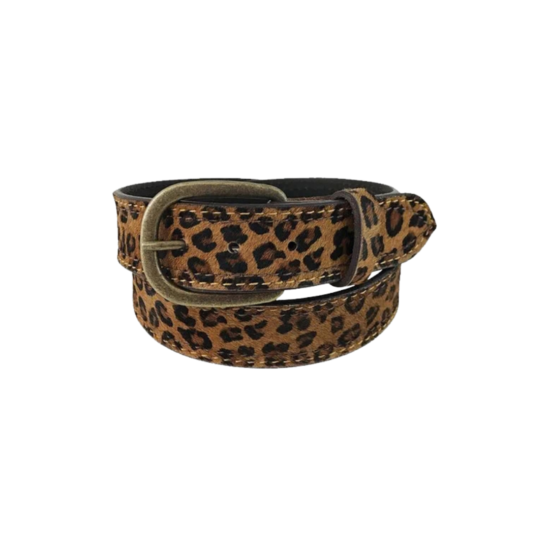 Gem Dandy Women's Cowhide Leopard Print Multicolor Belt