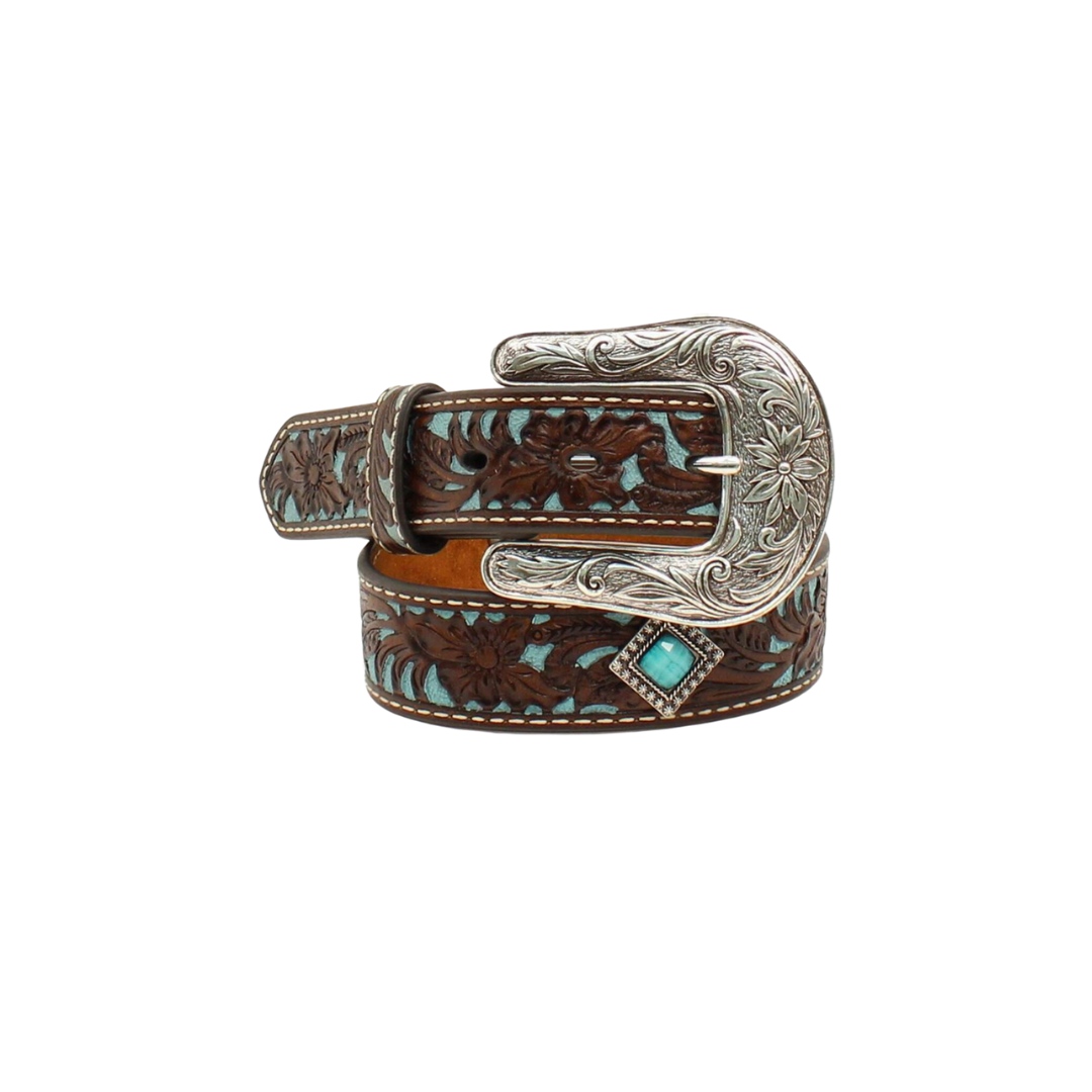 Ariat Women's Leather Tooled Floral Concho Multicolor Belt