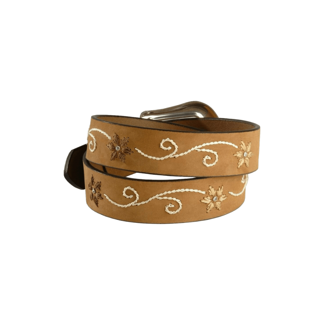 Nocona Women's Floral Leather Brown Belt