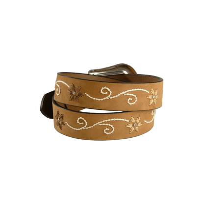 Nocona Women's Floral Leather Brown Belt