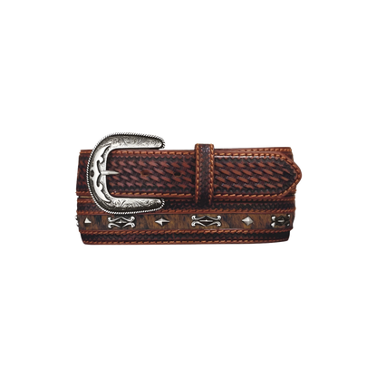 Tony Lama Men's Diamond River Leather Brown Belt