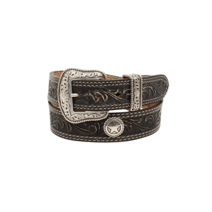 Nocona Men's Circle Star San Antonio Usa Leather Black Belt