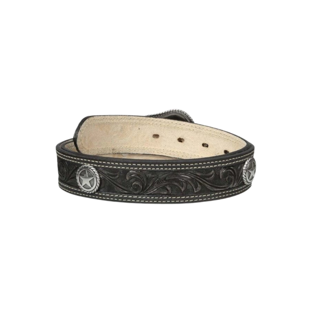 Nocona Men's Circle Star San Antonio Usa Leather Black Belt