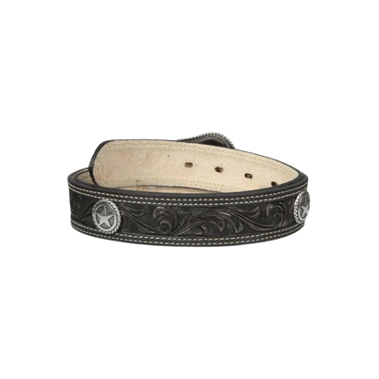 Nocona Men's Circle Star San Antonio Usa Leather Black Belt