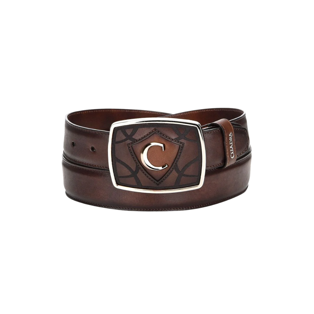 Cuadra Men's Hand Painted Brown Leather Western Belt