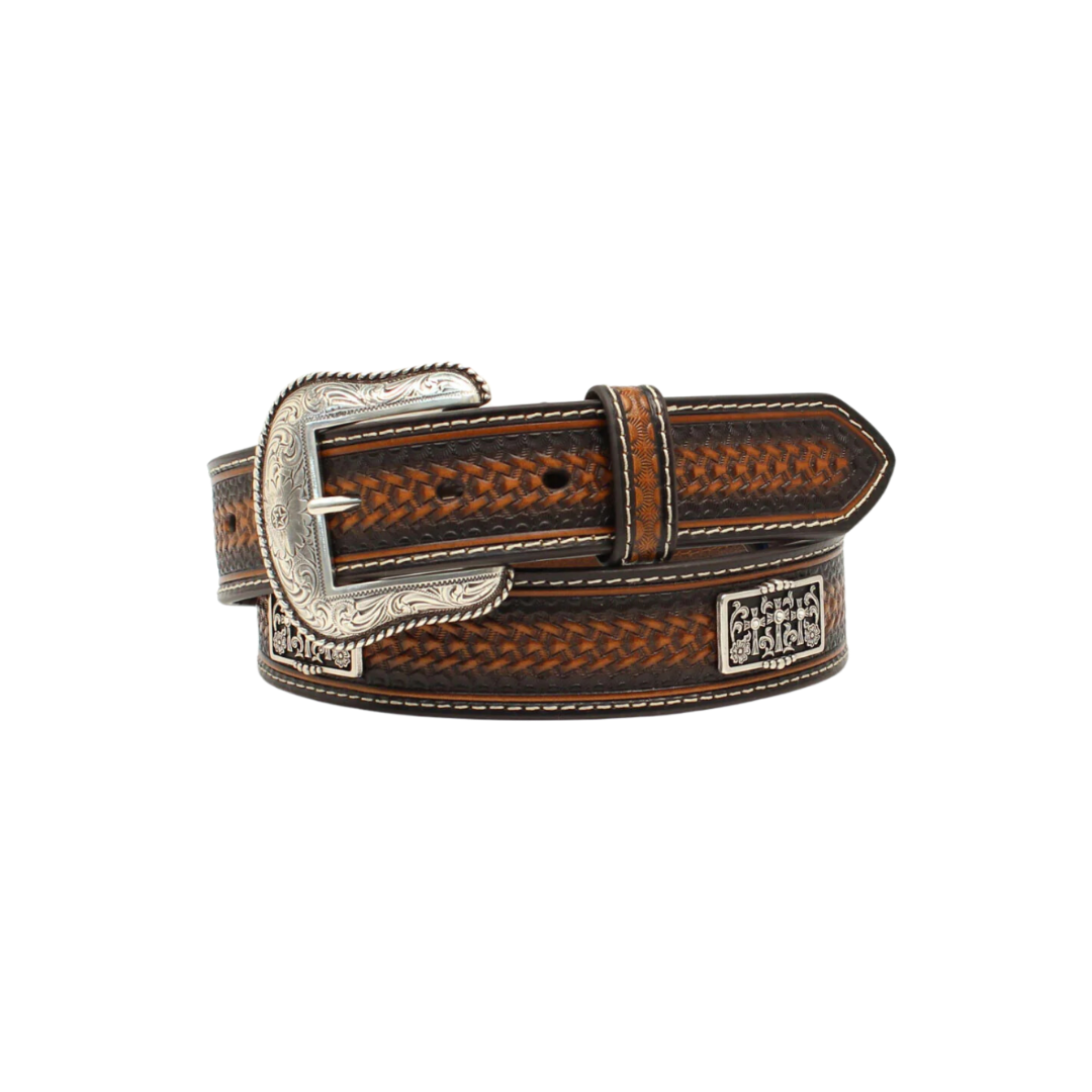 Nocona Men's Embossed Dark Brown Belt