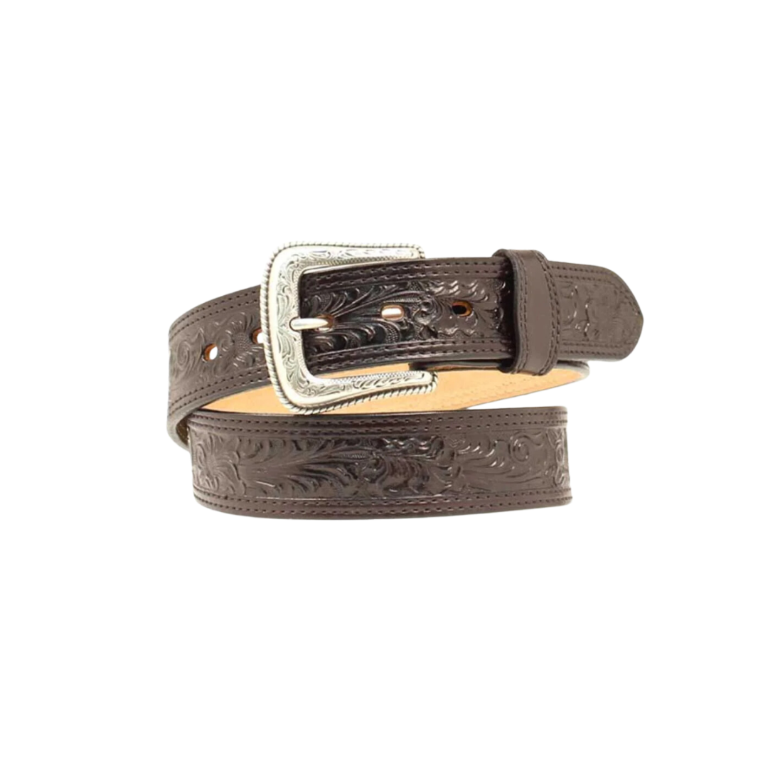 Nocona Men's Floral Embossed Brown Belt