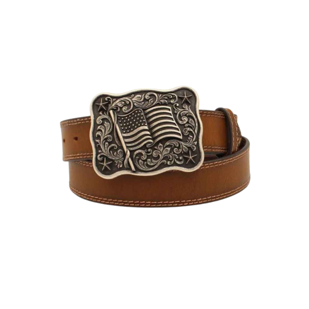 Nocona Men's Western Removable Flag Buckle Brown Belt