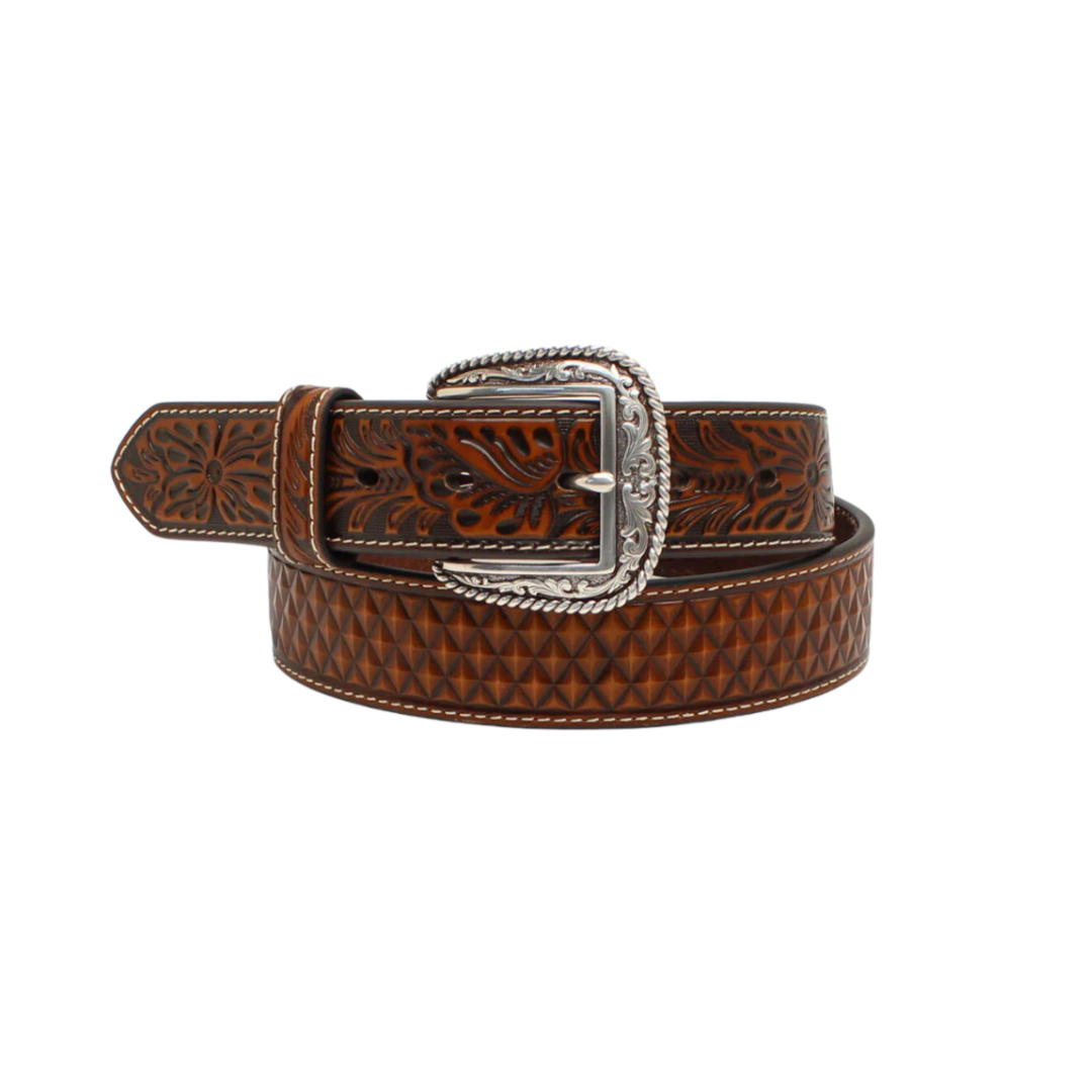 Ariat Men's Basketweave Floral Tan Belt