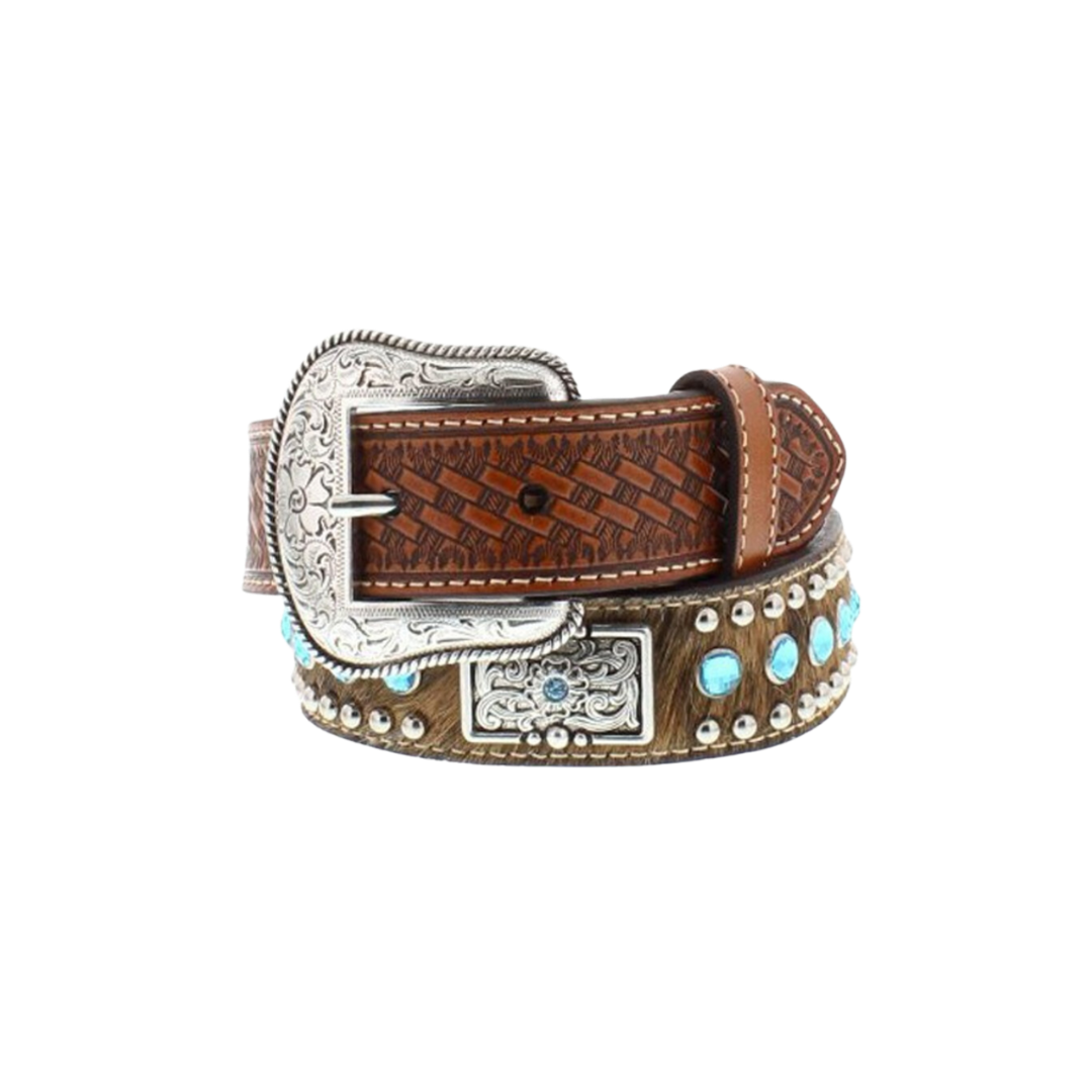 Nocona Youth Boy's Calf Hair Rhinestone Brown Belt