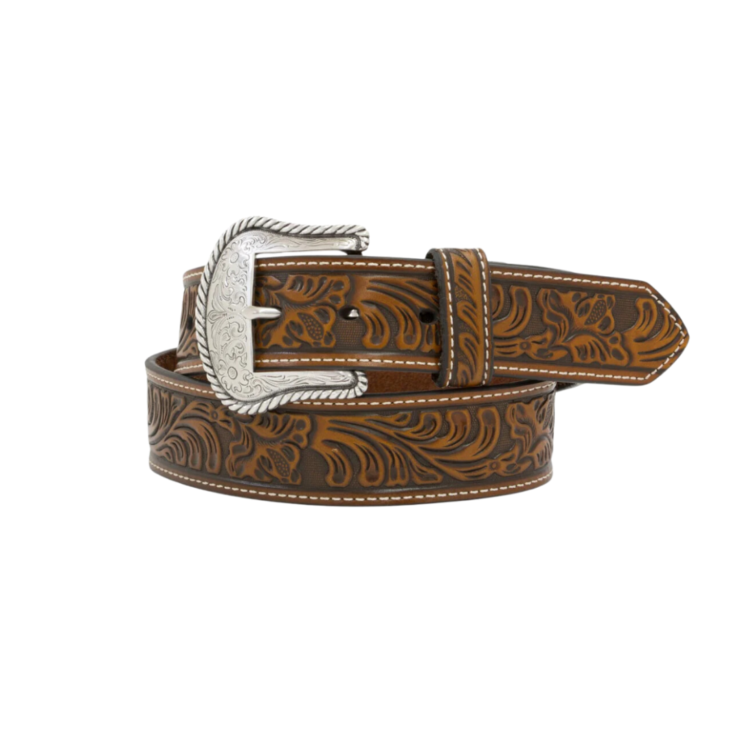 Nocona Men's Floral Embossed Brown Belt