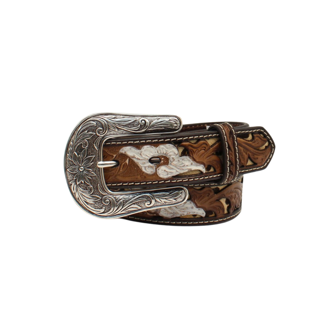 Nocona Youth Girl's Flower Leopard Brown Belt