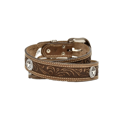 Nocona Men's Star San Antonio Usa Leather Brown Belt