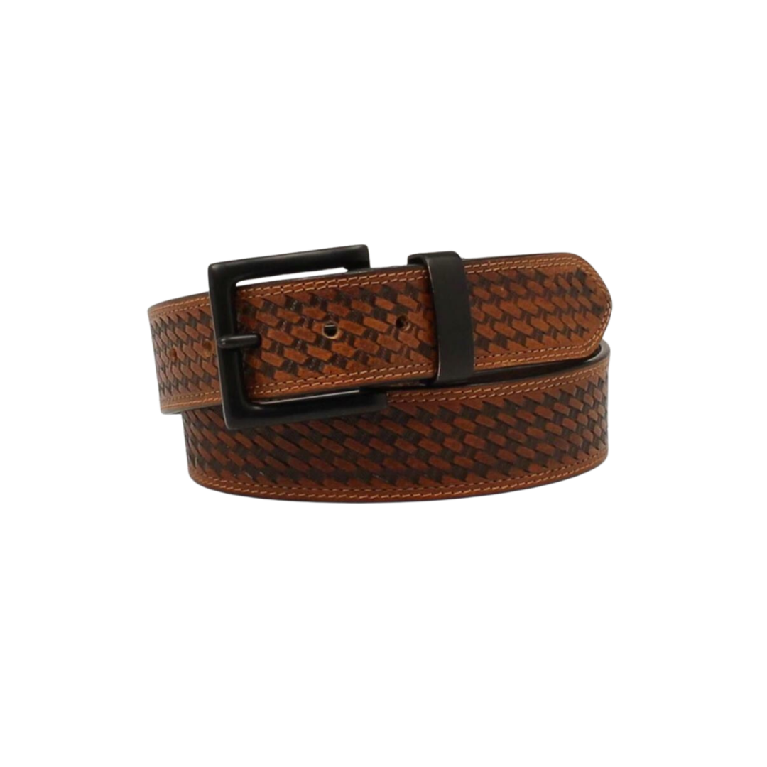 Nocona Men's HD Xtreme Basketweave Tooled Brown Belt