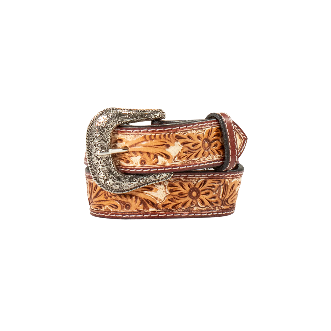 Ariat Youth Boy's Floral Hand Tooled Tan Belt