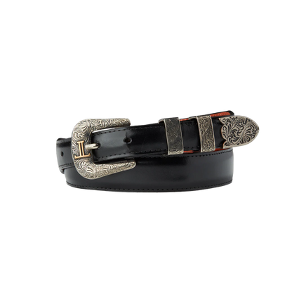 Lucchese Boot Men's Smooth Goat Leather Black Belt