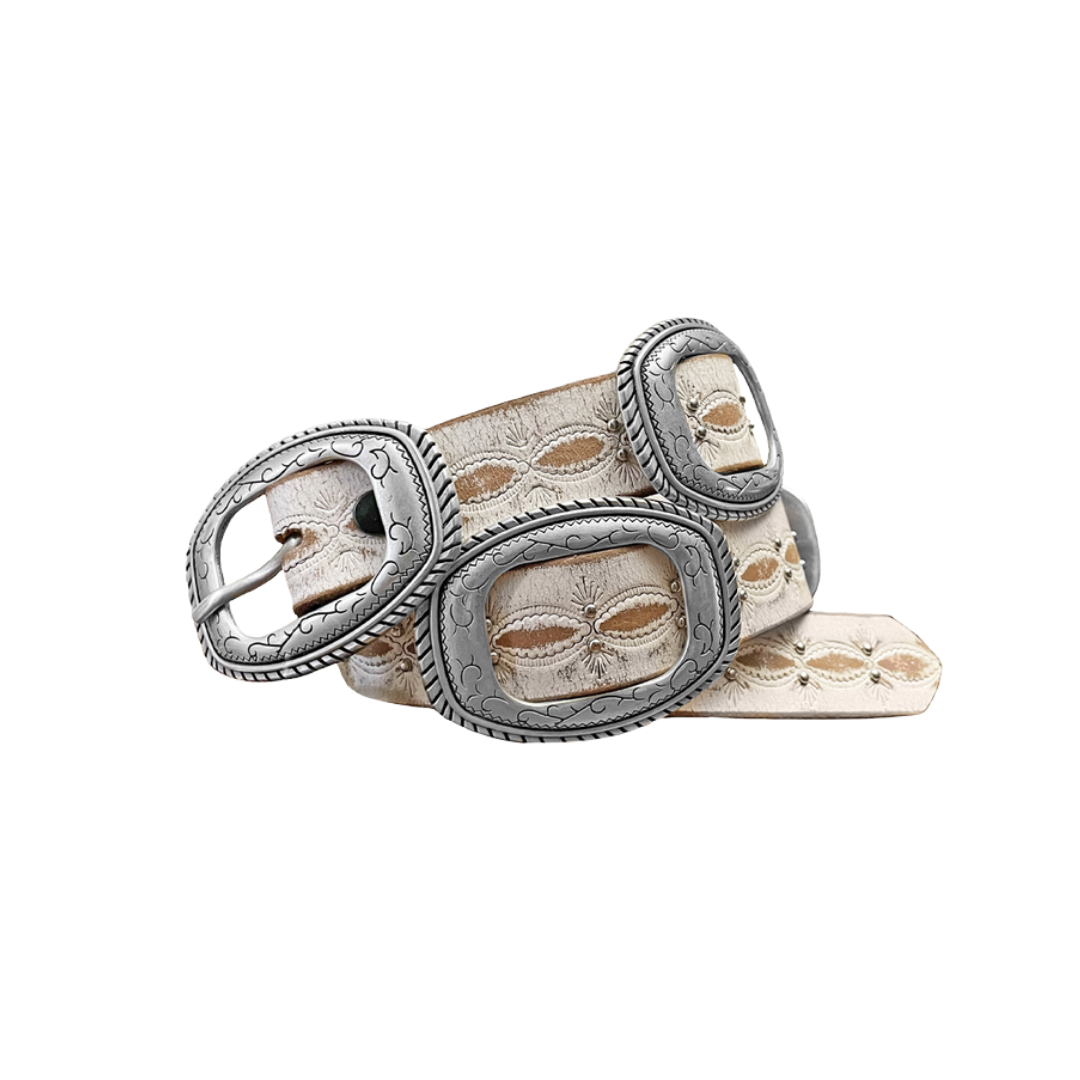 Wrangler Women's Distressed Leather White Belt