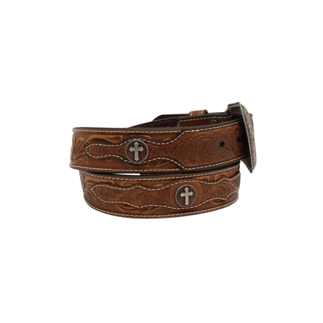 Ariat Men's Tooled Cross Brown Belt