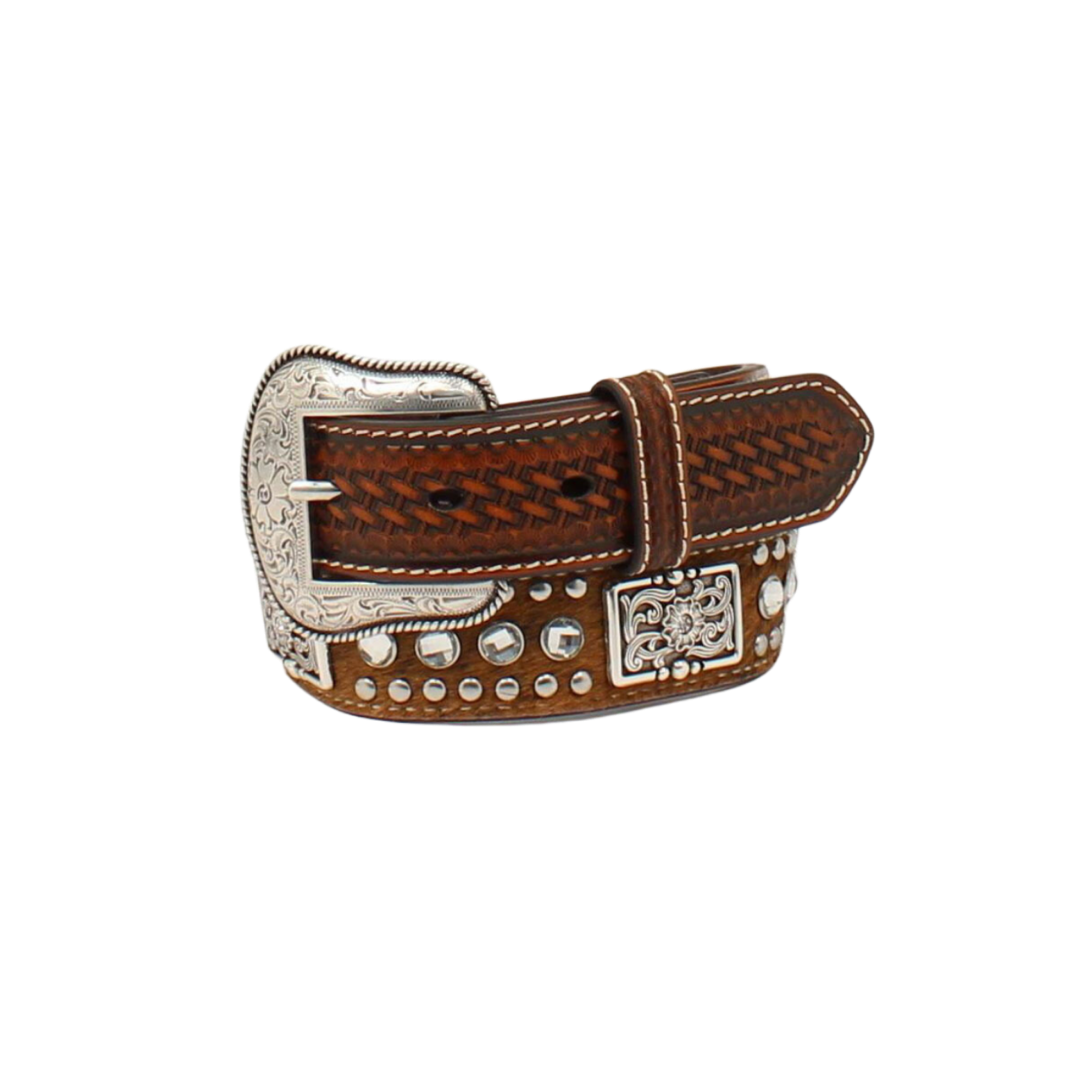 Nocona Youth Boy's Calf Hair Rhinestone Brown Belt