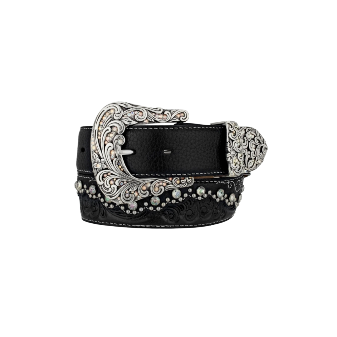 Tony Lama Women's Kaitlyn Crystal Black Belt