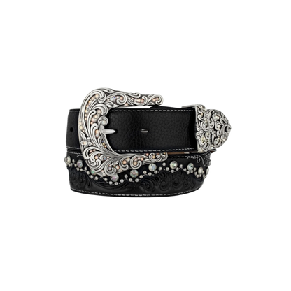 Tony Lama Women's Kaitlyn Crystal Black Belt