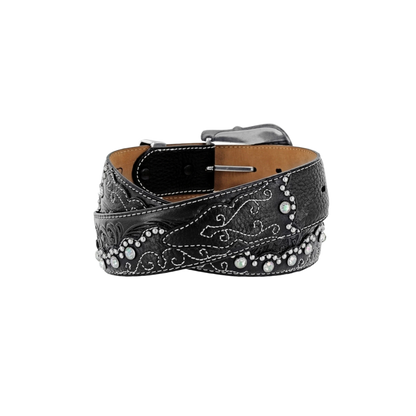 Tony Lama Women's Kaitlyn Crystal Black Belt