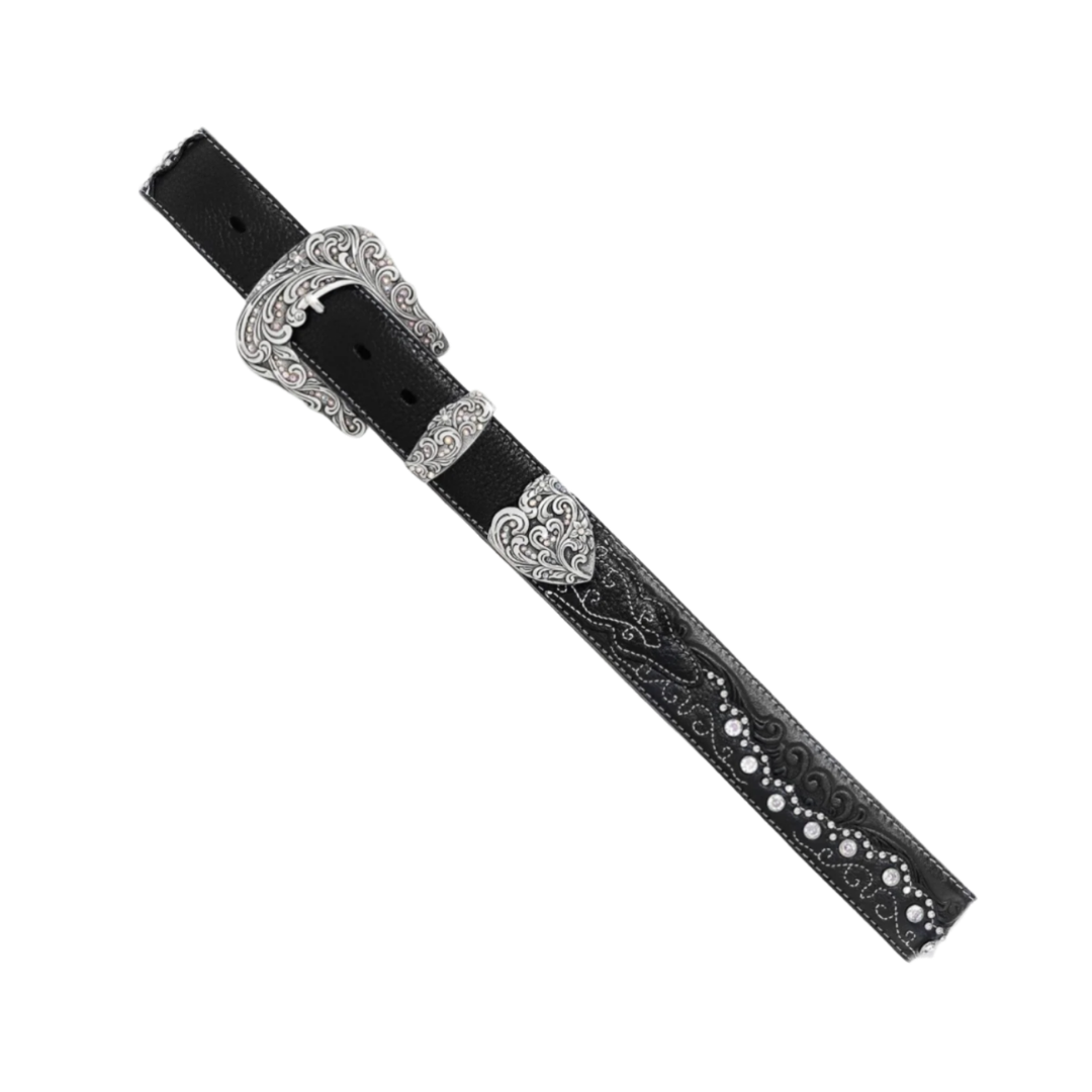 Tony Lama Women's Kaitlyn Crystal Black Belt