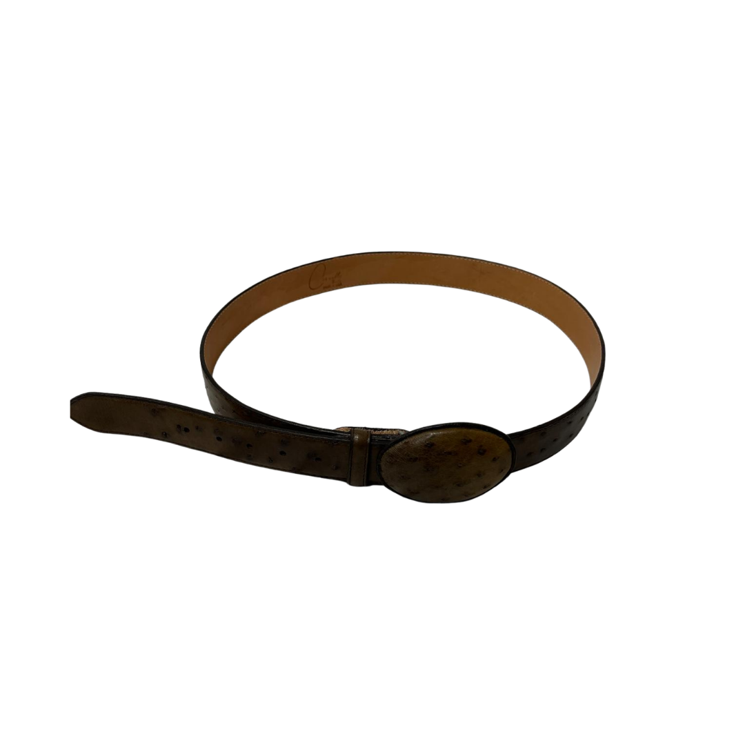 Jaime Cerrillo Men's Ostrich Vaquero Chocolate Belt