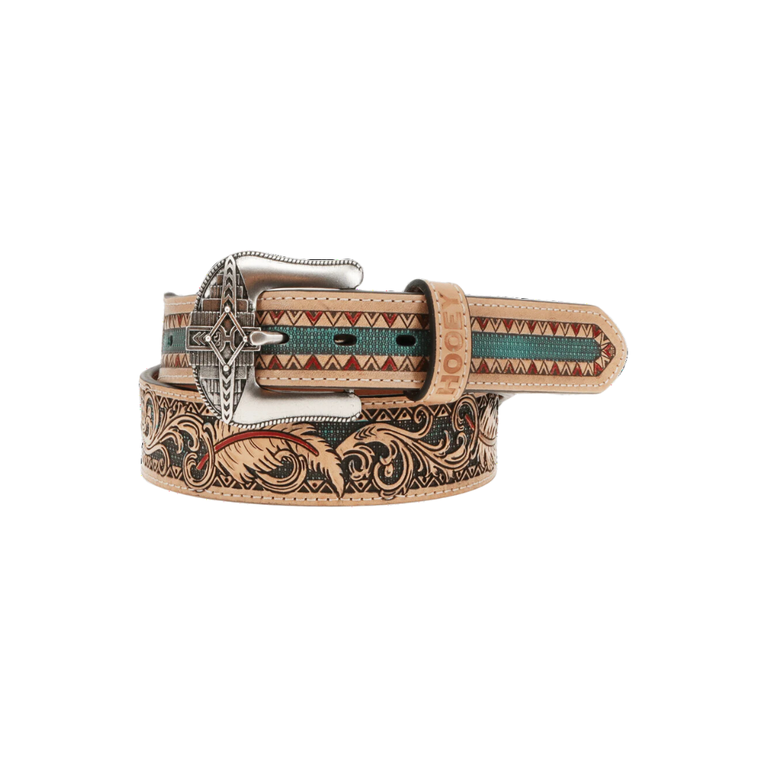 Hooey Men's War Paint Natural Turquoise Red Belt