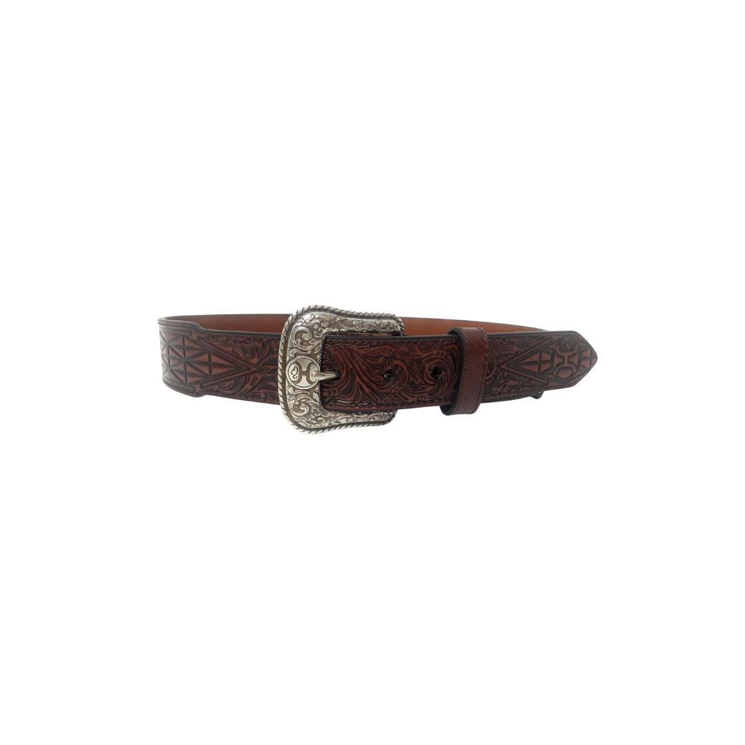 Hooey Men's Tapered Geo Floral Brown Belt