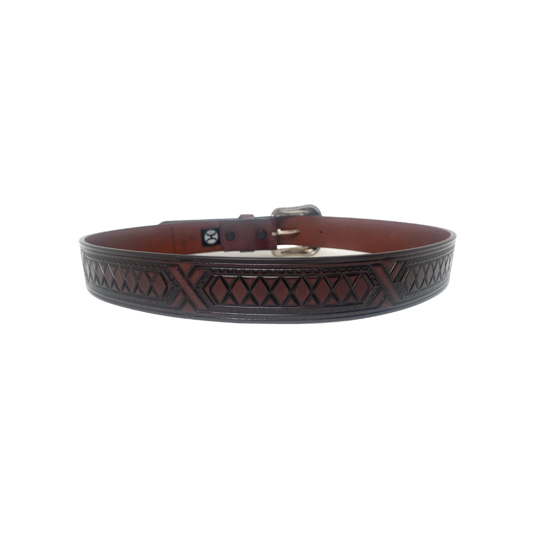 Hooey Men's Leather Roughy Chocolate Diamonds Brown Belt