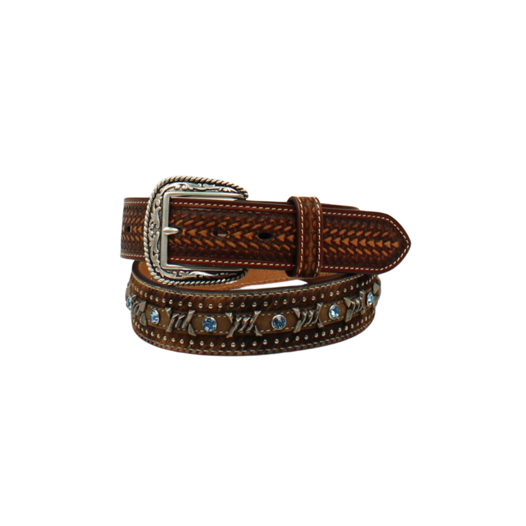 Ariat Men's Calf Hair Barbed Wire Brown Belt