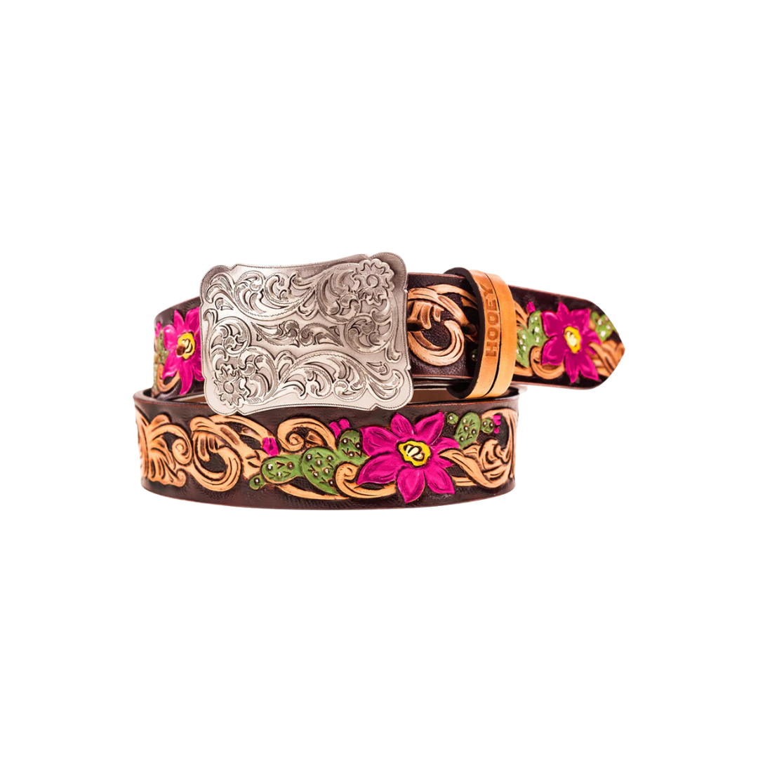 Hooey Women's Senorita Cactus Filigree Brown Fuchsia Green Belt