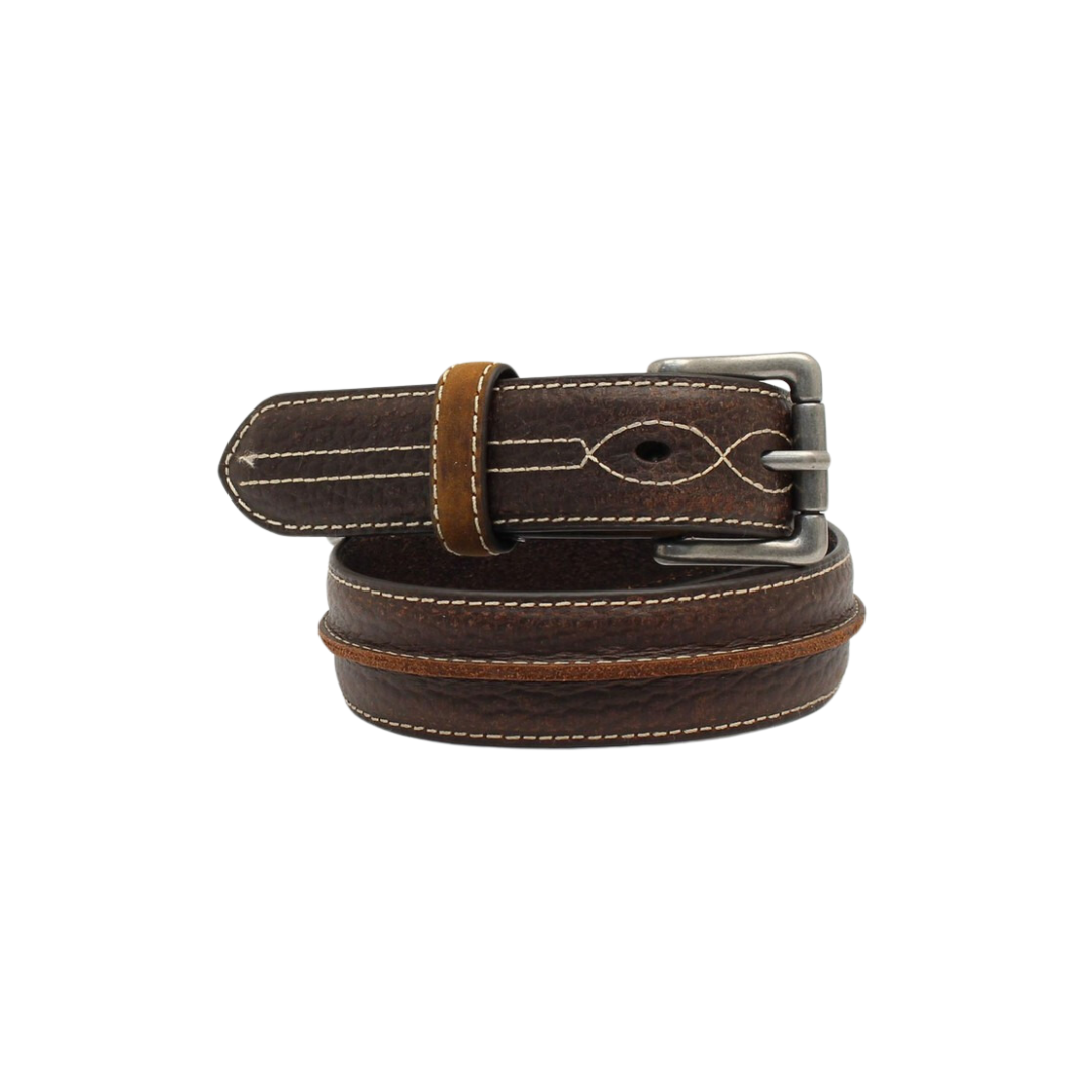 3D Kid's Boy's Raised Center Bump Leather Brown Belt